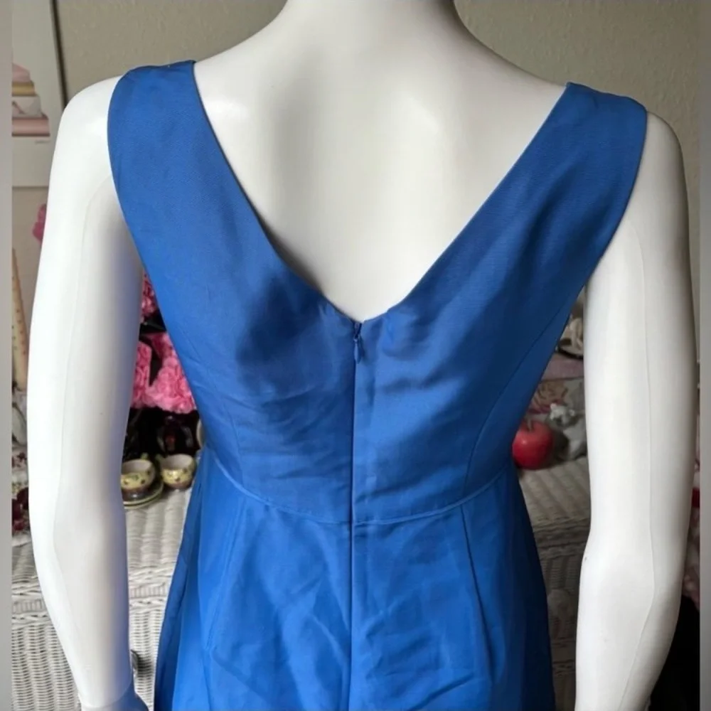 J. Crew Mini Dress Low Cut Cotton Style A1450 Textured & Structured Blue Size 2